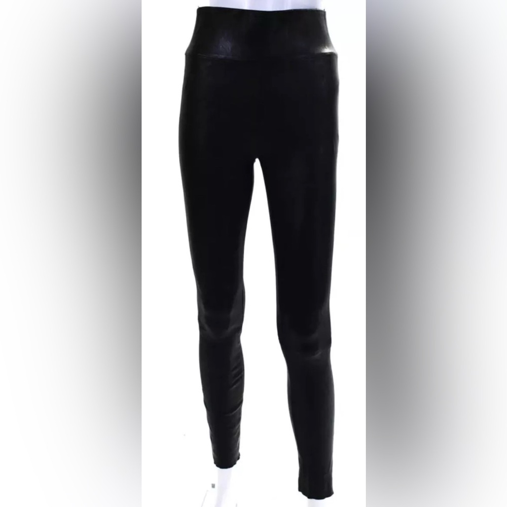 SPRWMN Womens Leather High Rise Pull On Legging Pants Black Size XS